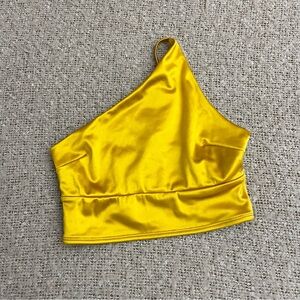 UO Out From Under Gold Asymmetrical Crop Top